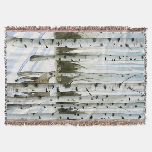 Deer in Snowfall Deken (Voorkant)