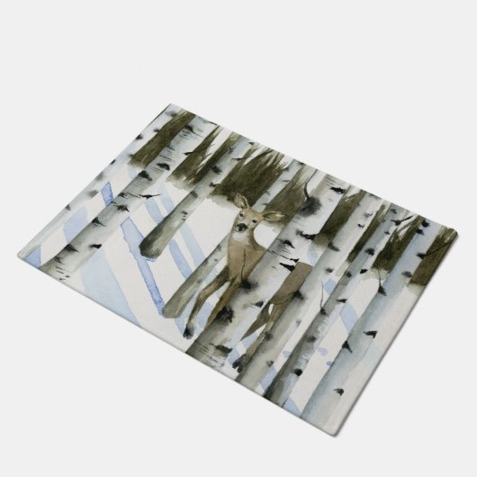 Deer in Snowfall Deurmat (Schuin)