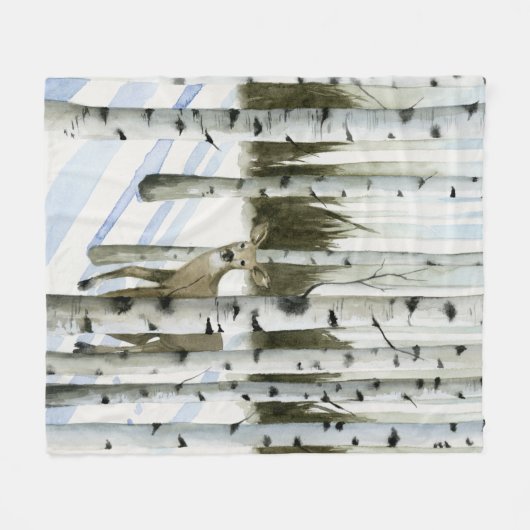 Deer in Snowfall Fleece Deken (Voorkant (Horizontaal))