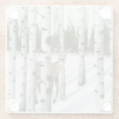 Deer in Snowfall Glazen Onderzetter (Achterkant)