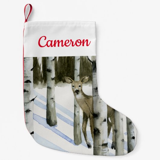 Deer in Snowfall Kleine Kerstsok (Voorkant)