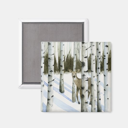 Deer in Snowfall Magneet (Voorkant / Achterkant)