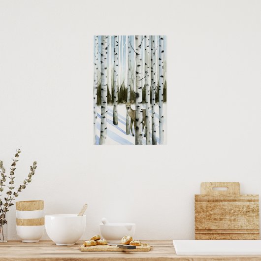 Deer in Snowfall Poster (Keuken)