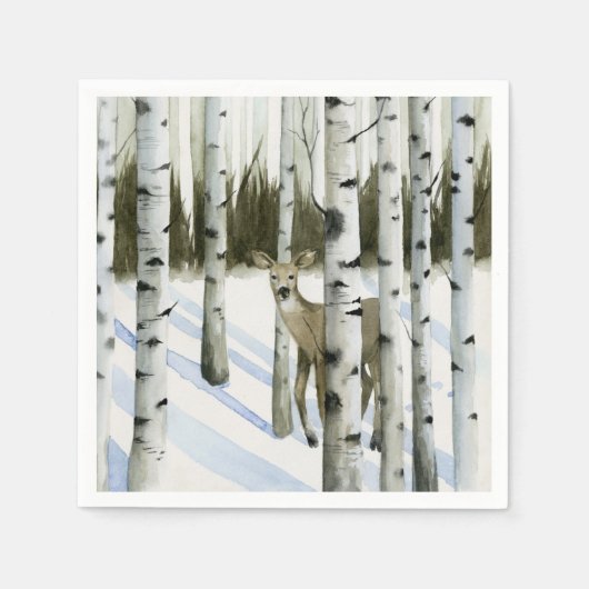 Deer in Snowfall Servet (Voorkant)