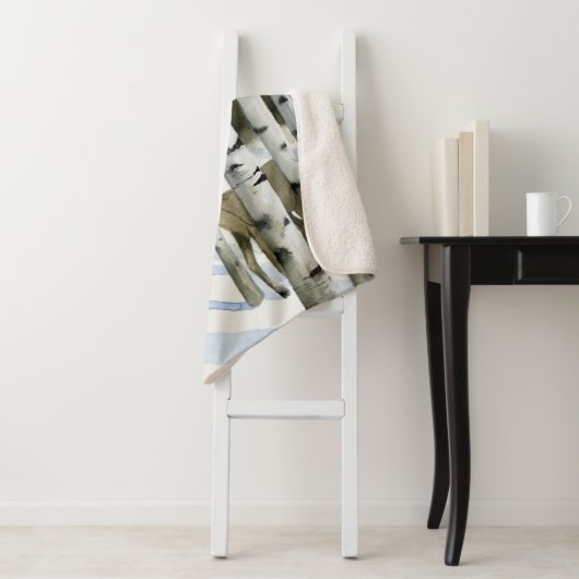 Deer in Snowfall Sherpa Deken (In situ)