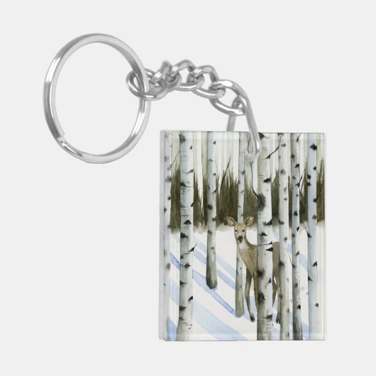 Deer in Snowfall Sleutelhanger (Voorkant Links)