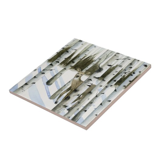 Deer in Snowfall Tegeltje (Zijkant)