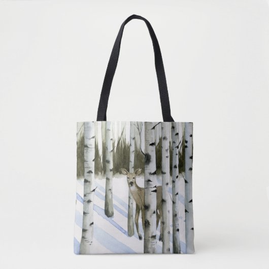 Deer in Snowfall Tote Bag (Voorkant)