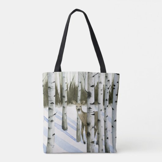 Deer in Snowfall Tote Bag (Achterkant)