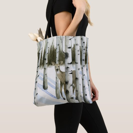 Deer in Snowfall Tote Bag (Dichtbij)