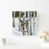 Deer in Snowfall Vierkante Klok (Huis)