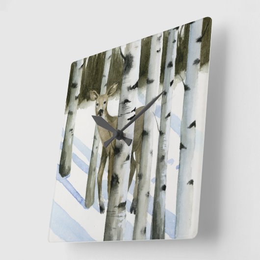 Deer in Snowfall Vierkante Klok (Hoek)