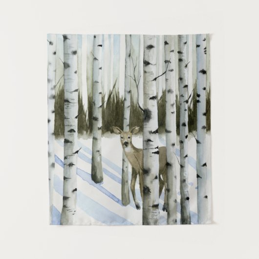 Deer in Snowfall Wandkleed (Voorkant)