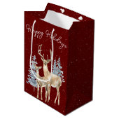 Deer in Snowflakes Medium Cadeauzakje (Voorkant Gekanteld)