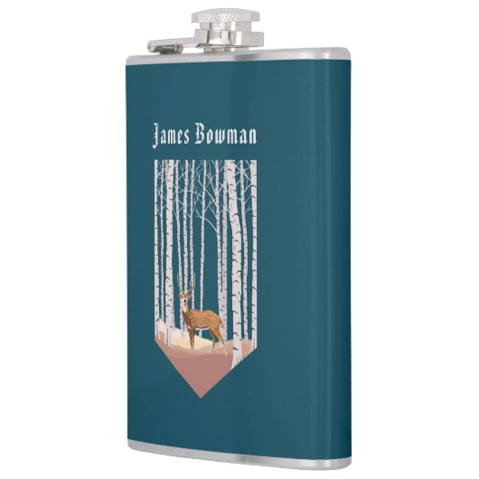 Deer in the Birch bossen / Persoonlijke naam Heupfles (Links)