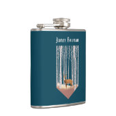 Deer in the Birch bossen / Persoonlijke naam Heupfles (Rechts)