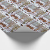 Deer in the snow, licking leg cadeaupapier (Hoek)