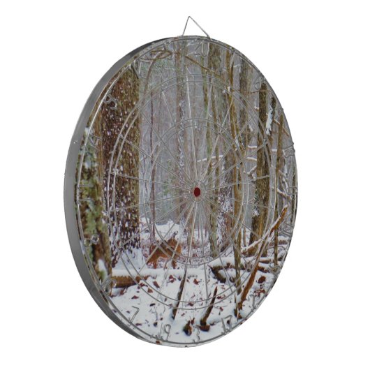 Deer in the snow, licking leg dartbord (Voorkant Links)