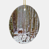 Deer in the snow, licking leg keramisch ornament (Rechts)