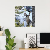 Deer In The Snow Poster (Thuiskantoor)