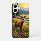 Deer in Wildflower Meadow iPhone 16 Hoesje (Achterkant)