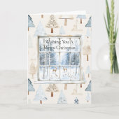 Deer in Window Christmas Trees Kaart (Voorkant)