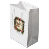 Deer in Window Red Bows Christmas Medium Cadeauzakje (Achterkant Gekanteld)