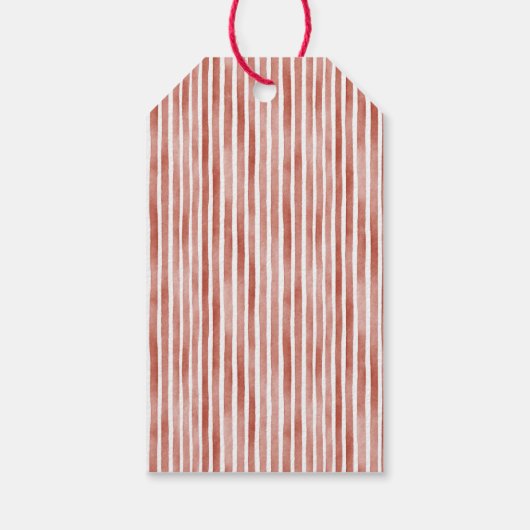 Deer in Window Red Stripes Bows Christmas Cadeaulabel (Achterkant)