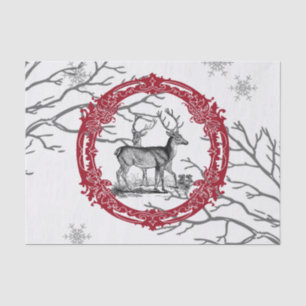 Deer in Winter Forest-kersttijdpapier Tissuepapier