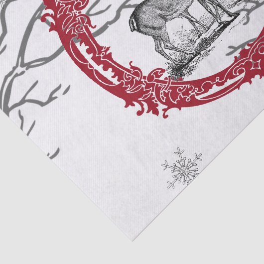 Deer in Winter Forest-kersttijdpapier Tissuepapier (Detail)