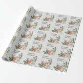Deer in Winter Greenery Baby shower Cadeaupapier (Uitgerold)