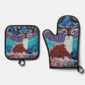 Deer in Winter Ovenwant & Pannenlap Set (Voorkant)