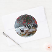 Deer in Winter Ronde Sticker (Envelop)