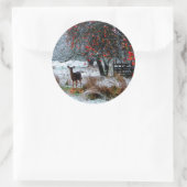 Deer in Winter Ronde Sticker (Tas)