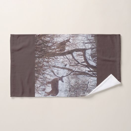 Deer in Winter Snow Brown en Grey Bad Handdoek (Handdoek)