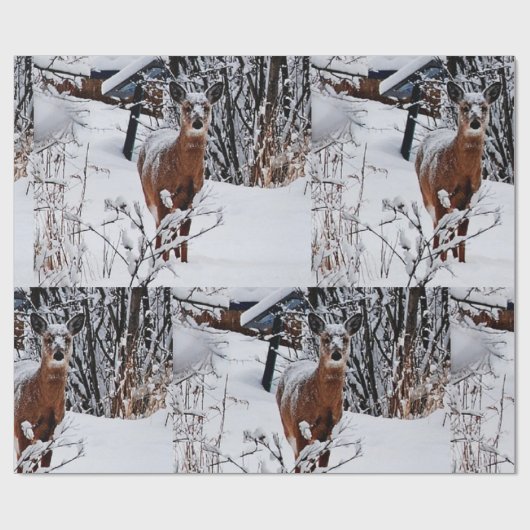 Deer in Winter Wonderland Holiday Cadeaupapier (Vlak)