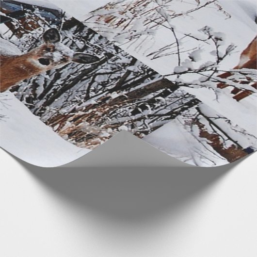 Deer in Winter Wonderland Holiday Cadeaupapier (Hoek)
