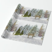 Deer in Winter Wonderland/Vakantiepapier Cadeaupapier (Uitgerold)