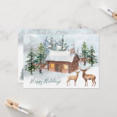 Deer, kajuitkerstfeest Wenskaart Kaart (Voorkant / Achterkant in situ)