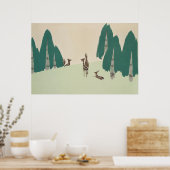 Deer Kamisaka Sekka japan schildercanvas cc0 Poster (Keuken)