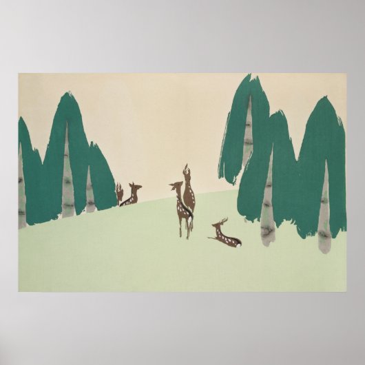 Deer Kamisaka Sekka japan schildercanvas cc0 Poster (Voorkant)