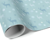 Deer Kerstblauw Cadeaupapier (Rol Hoek)