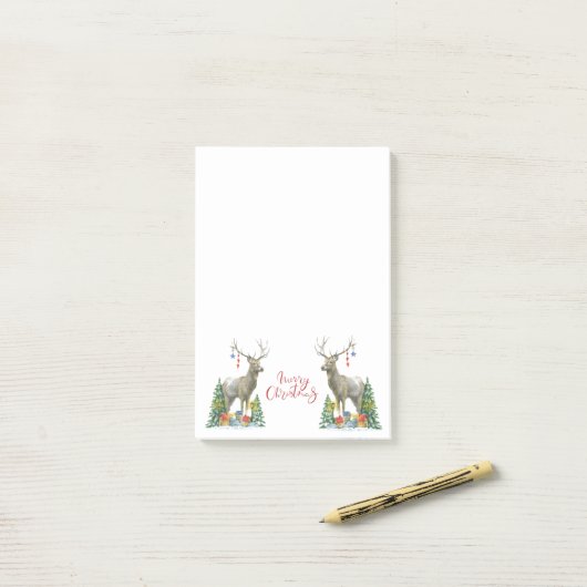 Deer, kerstbomen en Cadeaus Post-it Notes (Op bureau)