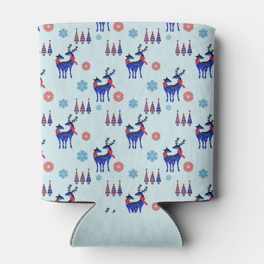 Deer, kerstbomen en sneeuwvlokken met monogram blikjeskoeler (Achterkant)