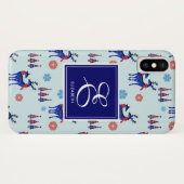 Deer, kerstbomen en sneeuwvlokken met monogram Case-Mate iPhone case (Achterkant (horizontaal))