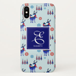 Deer, kerstbomen en sneeuwvlokken met monogram Case-Mate iPhone case