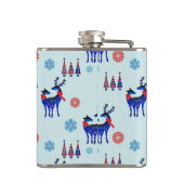 Deer, kerstbomen en sneeuwvlokken met monogram heupfles (Achterkant)