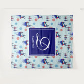 Deer, kerstbomen en sneeuwvlokken met monogram wandkleed (Voorkant (horizontaal))