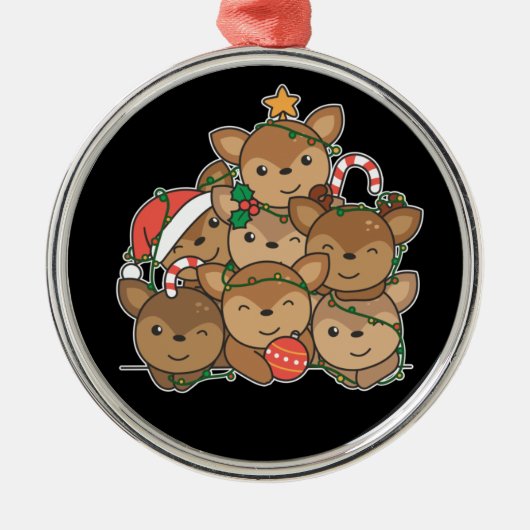 Deer kerstboom Funny Animal Kerstkeramiek Metalen Ornament (Voorkant)