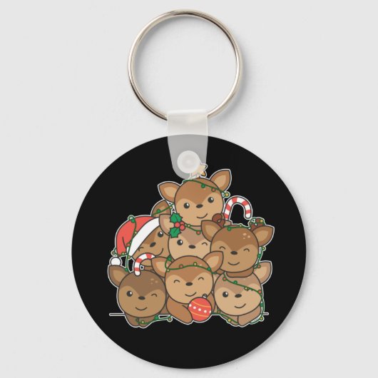 Deer Kerstboom Funny Animal Kerstmis Keychai Sleutelhanger (Voorkant)